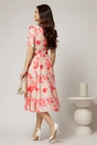Rochie DY Fashion midi bej cu imprimeu corai in clos din triplu voal cu nasturi la bust si curea in talie, 2, dyfashion.ro