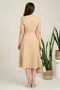 Rochie DY Fashion midi bej din material fluid in clos cu nasturi si cordon in talie, 2, dyfashion.ro