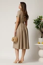 Rochie DY Fashion midi bej din stofa subtire cu cordon si buzunare, 2, dyfashion.ro