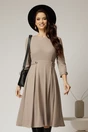 Rochie DY Fashion midi bej din tricot cu nasturi decorativi pe talie, 1, dyfashion.ro
