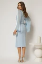 Rochie DY Fashion midi bleu cu maneci din voal ample si decolteu asimetric, 2, dyfashion.ro
