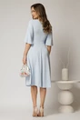 Rochie DY Fashion midi bleu cu maneci evazate si funde pe bust, 2, dyfashion.ro