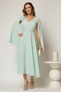 Rochie DY Fashion midi bleu cu maneci lungi crapate si aplicatii in talie, 3, dyfashion.ro