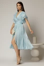 Rochie DY Fashion midi bleu cu manecile suprapuse si decolteu petrecut, 3, dyfashion.ro