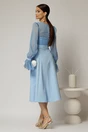Rochie DY Fashion midi bleu de ocazie cu voal la bust, 2, dyfashion.ro