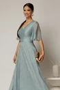 Rochie DY Fashion midi bleu din tencel cu insertii sidefate, 3, dyfashion.ro