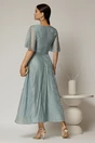 Rochie DY Fashion midi bleu din tencel cu insertii sidefate, 2, dyfashion.ro
