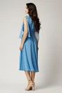 Rochie DY Fashion midi bleu din voal in clos cu funde la umeri, 2, dyfashion.ro