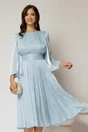 Rochie DY Fashion midi bleu din voal peliculizat cu maneci ample, 1, dyfashion.ro