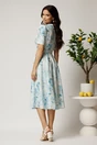 Rochie DY Fashion midi bleu in clos din rayon cu imprimeu floral si curea in talie, 2, dyfashion.ro