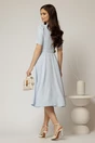 Rochie DY Fashion midi bleu in clos din triplu voal cu nasturi la bust si curea in talie, 2, dyfashion.ro