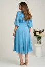 Rochie DY Fashion midi bleu in clos din voal cu accesorii pe umeri, 2, dyfashion.ro