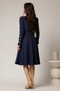 Rochie DY Fashion midi bleumarin cu nasturi si volanase la bust, 2, dyfashion.ro