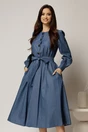 Rochie DY Fashion midi bleumarin din bumbac cu nasturi pe bust si cordon in talie, 1, dyfashion.ro