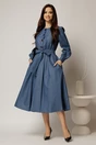 Rochie DY Fashion midi bleumarin din bumbac cu nasturi pe bust si cordon in talie, 3, dyfashion.ro