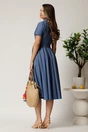 Rochie DY Fashion midi bleumarin din stofa subtire cu cordon si buzunare, 2, dyfashion.ro