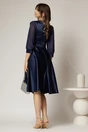 Rochie DY Fashion midi bleumarin din tafta cu maneci din voal cu lurex, 2, dyfashion.ro