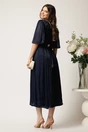 Rochie DY Fashion midi bleumarin din voal in clos cu tull la decolteu si crapatura pe picior, 2, dyfashion.ro