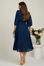 Rochie DY Fashion midi bleumarin in clos din voal cu accesorii pe umeri, 2, dyfashion.ro