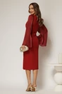 Rochie DY Fashion midi bordo cu maneci din voal ample si decolteu asimetric, 2, dyfashion.ro