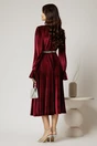 Rochie DY Fashion midi bordo din catifea cu perle pe talie, 2, dyfashion.ro