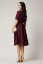 Rochie DY Fashion midi bordo din voal in clos cu glitter si cordon in talie, 2, dyfashion.ro