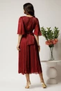 Rochie DY Fashion midi bordo din voal in clos cu tull la decolteu si crapatura pe picior, 2, dyfashion.ro
