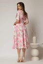 Rochie DY Fashion midi clos cu funda pe umar si print roz, 2, dyfashion.ro