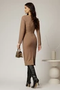 Rochie DY Fashion midi conica bej office cu nervuri, 2, dyfashion.ro