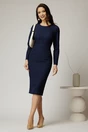 Rochie DY Fashion midi conica bleumarin office cu nervuri, 3, dyfashion.ro