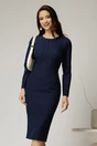 Rochie DY Fashion midi conica bleumarin office cu nervuri, 1, dyfashion.ro