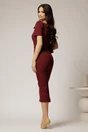 Rochie DY Fashion midi conica bordo cu guler ascutit si curea in talie, 2, dyfashion.ro