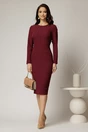 Rochie DY Fashion midi conica magenta office cu nervuri, 3, dyfashion.ro