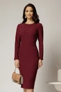Rochie DY Fashion midi conica magenta office cu nervuri, 1, dyfashion.ro