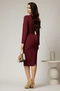 Rochie DY Fashion midi conica magenta office cu nervuri, 2, dyfashion.ro