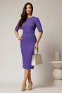 Rochie DY Fashion midi conica mov cu decolteu rotund si curea in talie, 3, dyfashion.ro