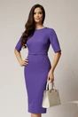 Rochie DY Fashion midi conica mov cu decolteu rotund si curea in talie, 1, dyfashion.ro