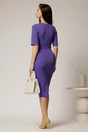 Rochie DY Fashion midi conica mov cu decolteu rotund si curea in talie, 2, dyfashion.ro