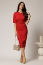 Rochie DY Fashion midi conica rosie cu decolteu rotund si curea in talie, 3, dyfashion.ro