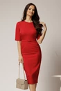 Rochie DY Fashion midi conica rosie cu decolteu rotund si curea in talie, 1, dyfashion.ro