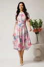 Rochie DY Fashion midi cu flori roz si bleu in clos din rayon, 3, dyfashion.ro