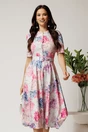 Rochie DY Fashion midi cu flori roz si bleu in clos din rayon, 1, dyfashion.ro