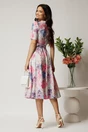 Rochie DY Fashion midi cu flori roz si bleu in clos din rayon, 2, dyfashion.ro