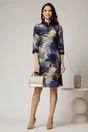 Rochie DY Fashion midi cu imprimeu albastru cu guler tip camasa, 3, dyfashion.ro