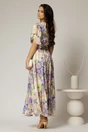 Rochie DY Fashion midi cu imprimeu lila din voal satinat, 2, dyfashion.ro