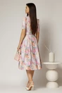 Rochie DY Fashion midi cu imprimeu lila in clos din triplu voal cu nasturi la bust si curea in talie, 2, dyfashion.ro
