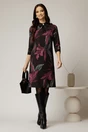 Rochie DY Fashion midi cu imprimeu negru si mov cu guler tip camasa, 3, dyfashion.ro