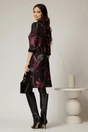 Rochie DY Fashion midi cu imprimeu negru si mov cu guler tip camasa, 2, dyfashion.ro