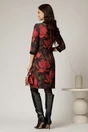 Rochie DY Fashion midi cu imprimeu negru si rosu cu guler tip camasa, 2, dyfashion.ro