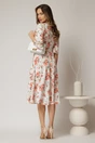 Rochie DY Fashion midi cu imprimeu oranj cu maneci evazate si funde pe bust, 2, dyfashion.ro